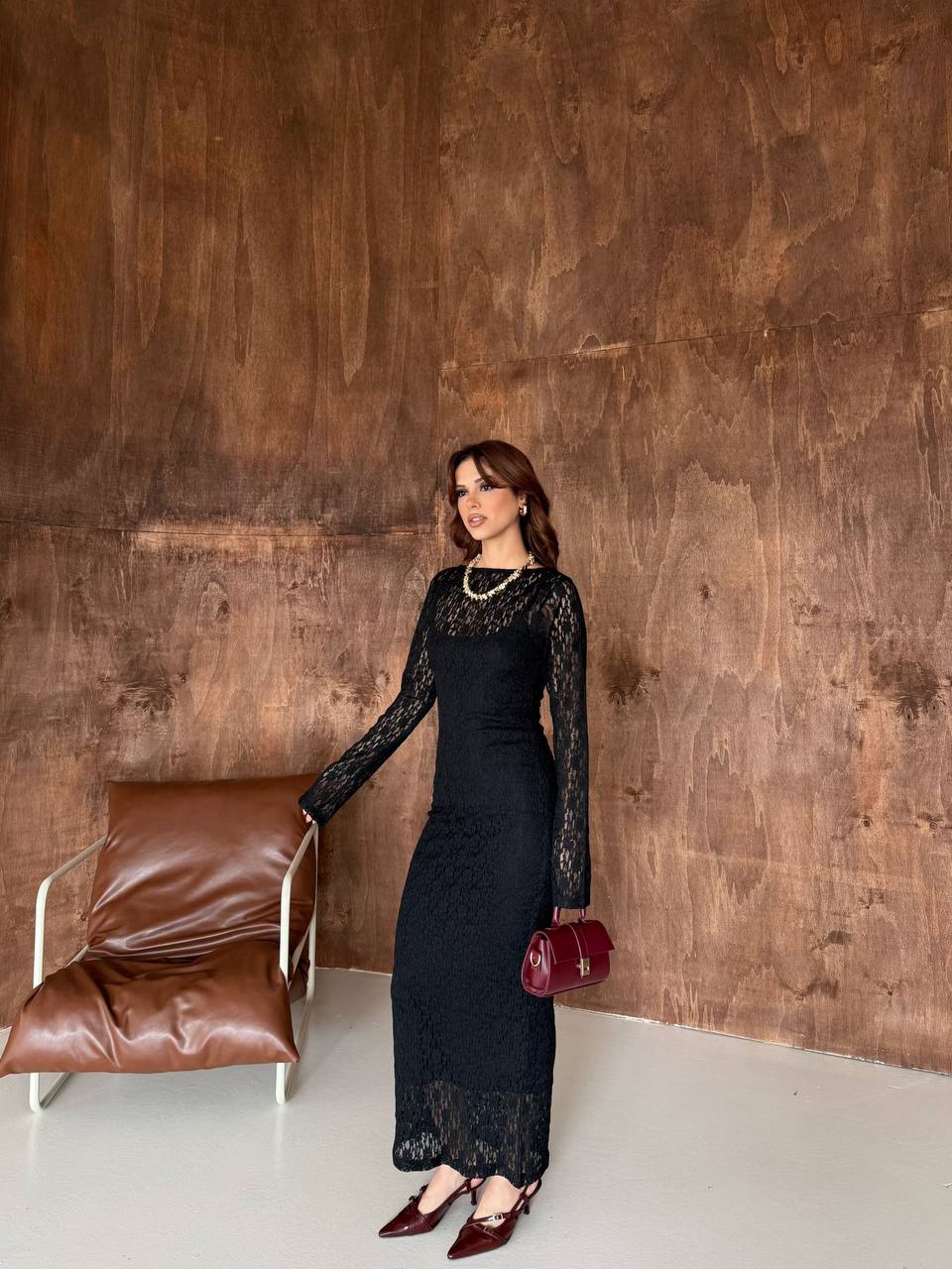 Women’s Long Sleeve Lace Midi Dress