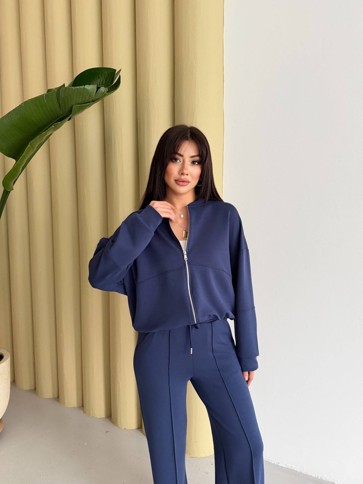 Women’s Zip Jacket & Wide Leg Pants Set