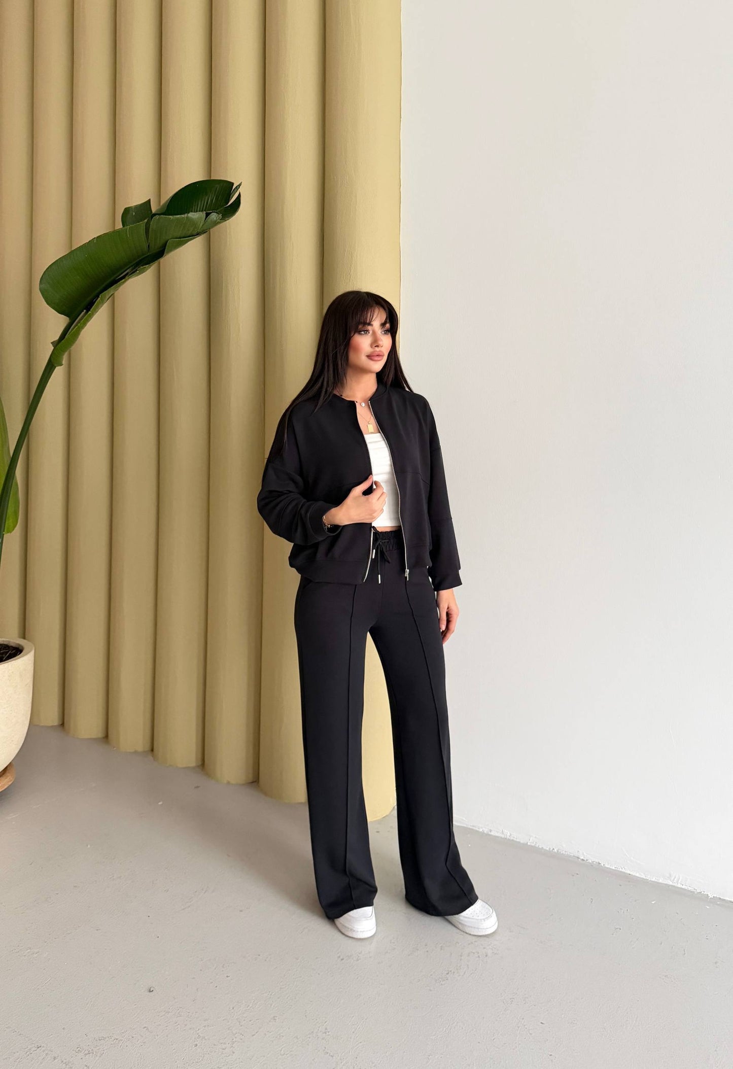 Women’s Zip Jacket & Wide Leg Pants Set