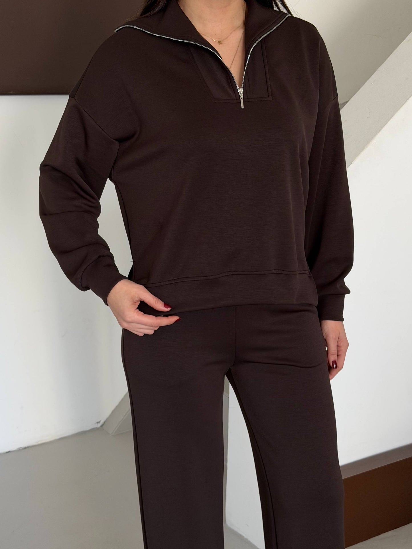 Women’s Half Zip Sweatshirt & Wide Leg Pants Set