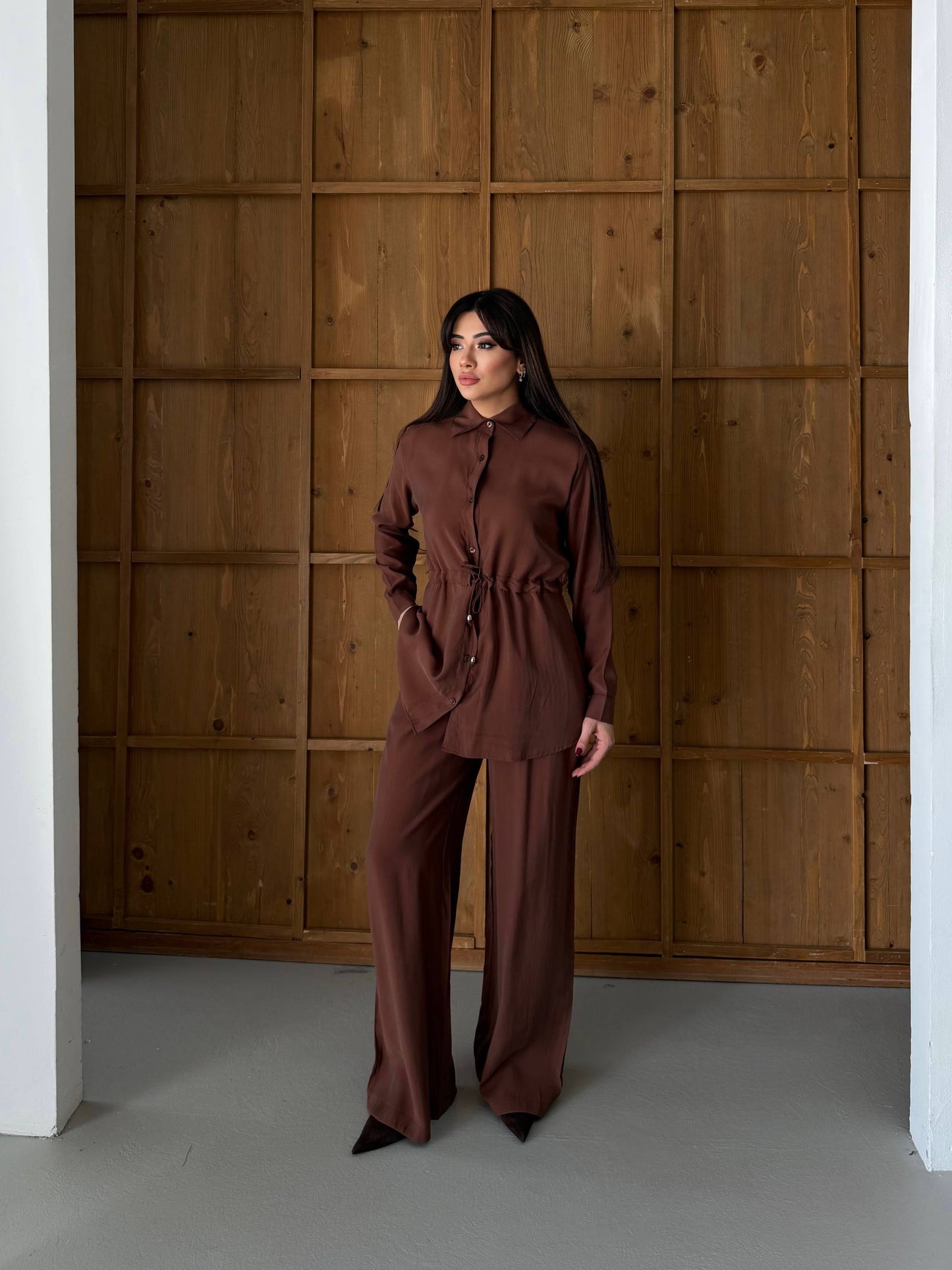 Women’s Long Shirt & Wide Leg Pants Set