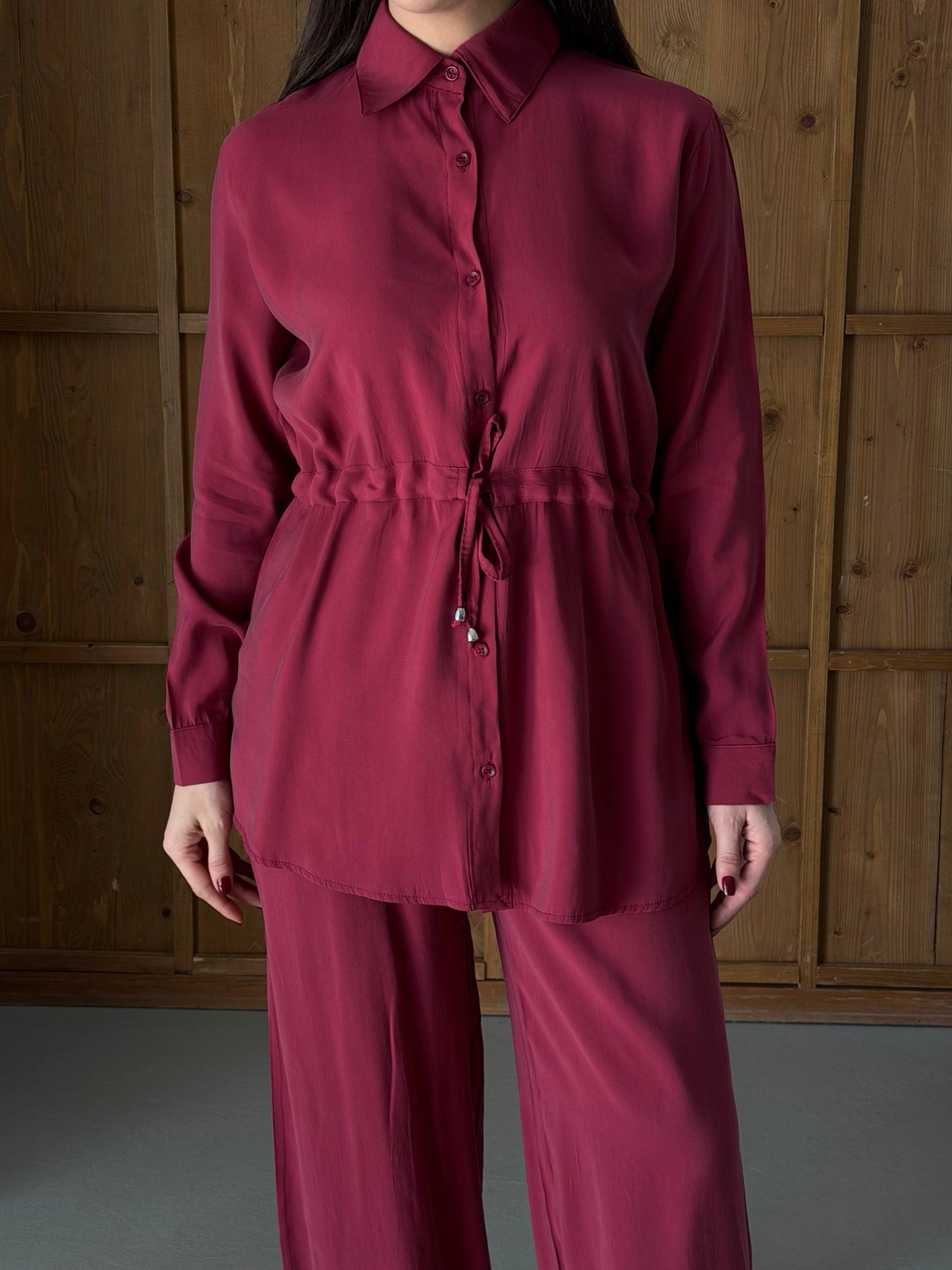 Women’s Long Shirt & Wide Leg Pants Set