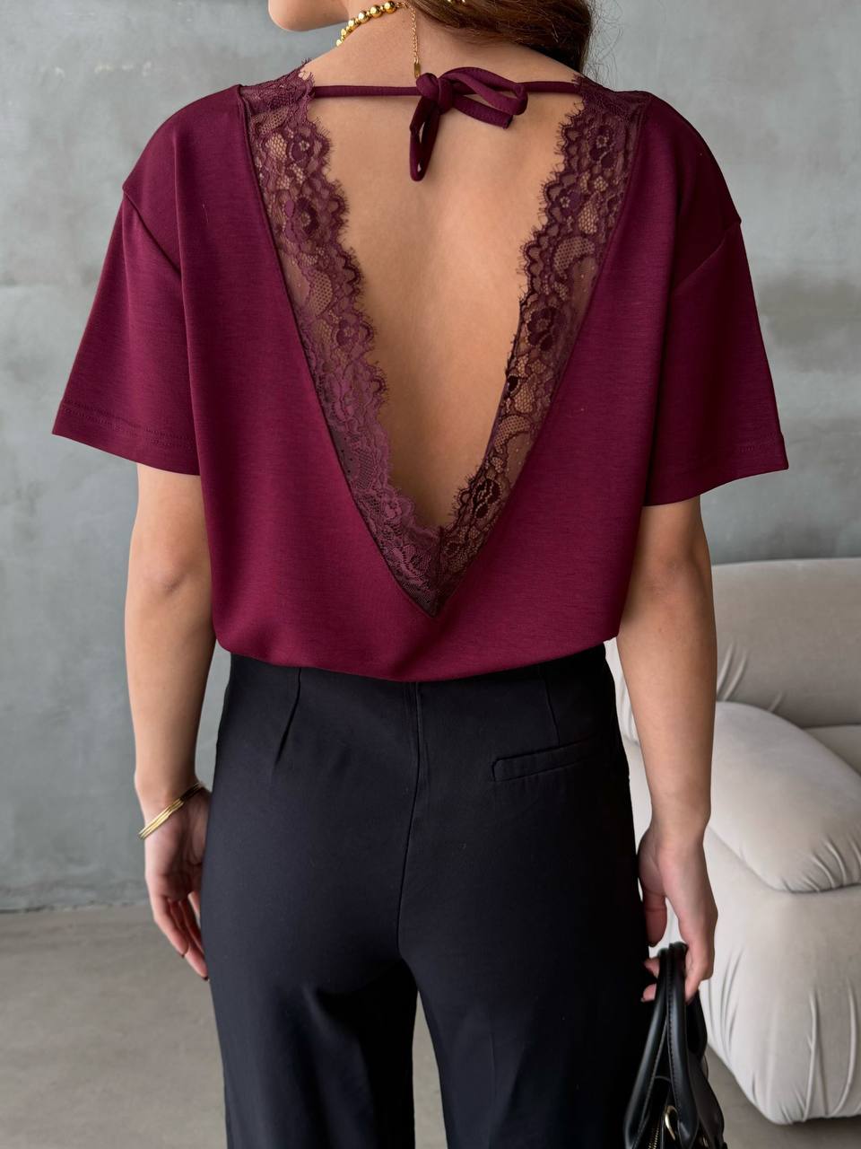 Open Back Lace Detail Top