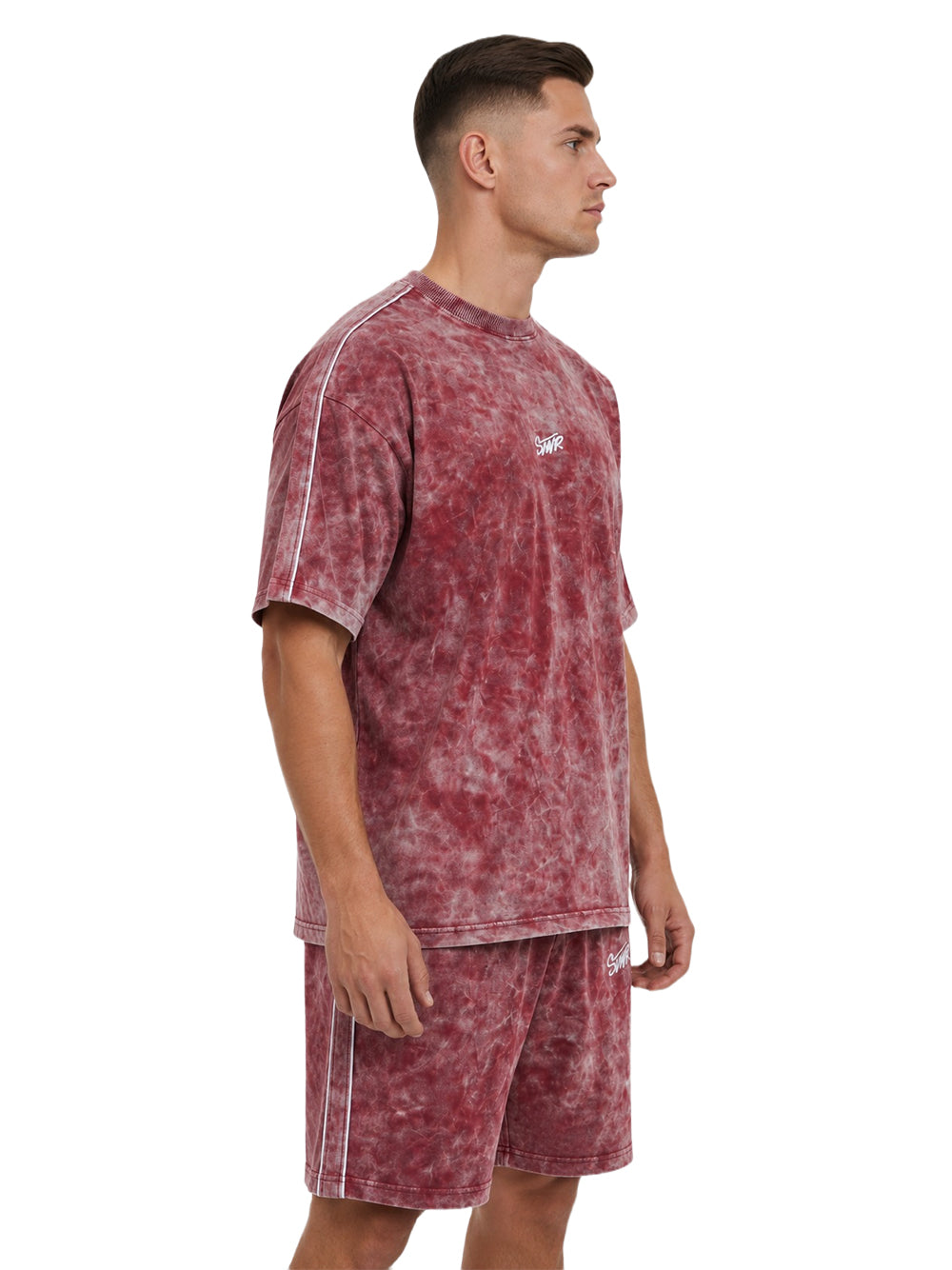 Acid Wash Contrast Piping Oversized Set