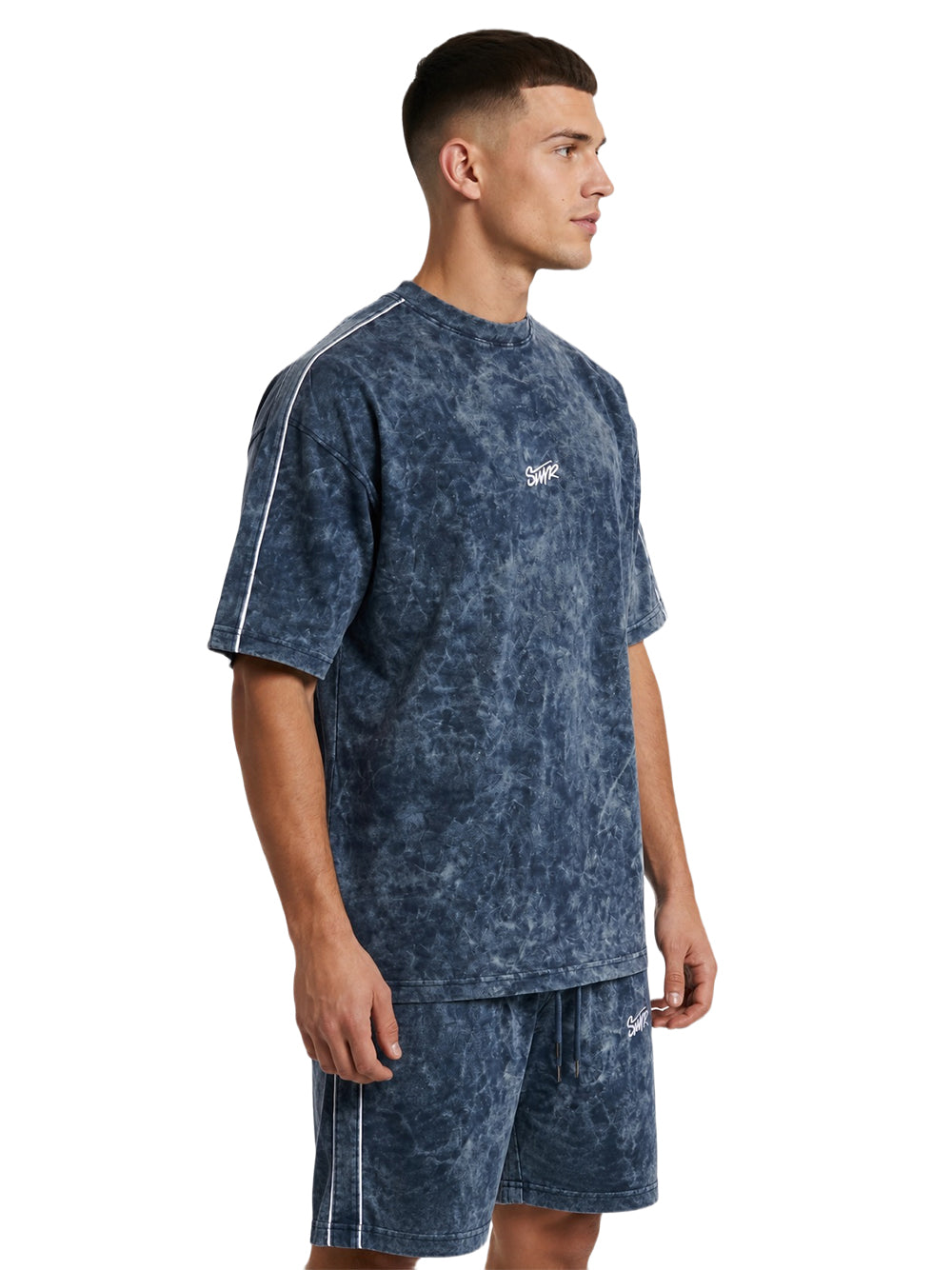 Acid Wash Contrast Piping Oversized Set