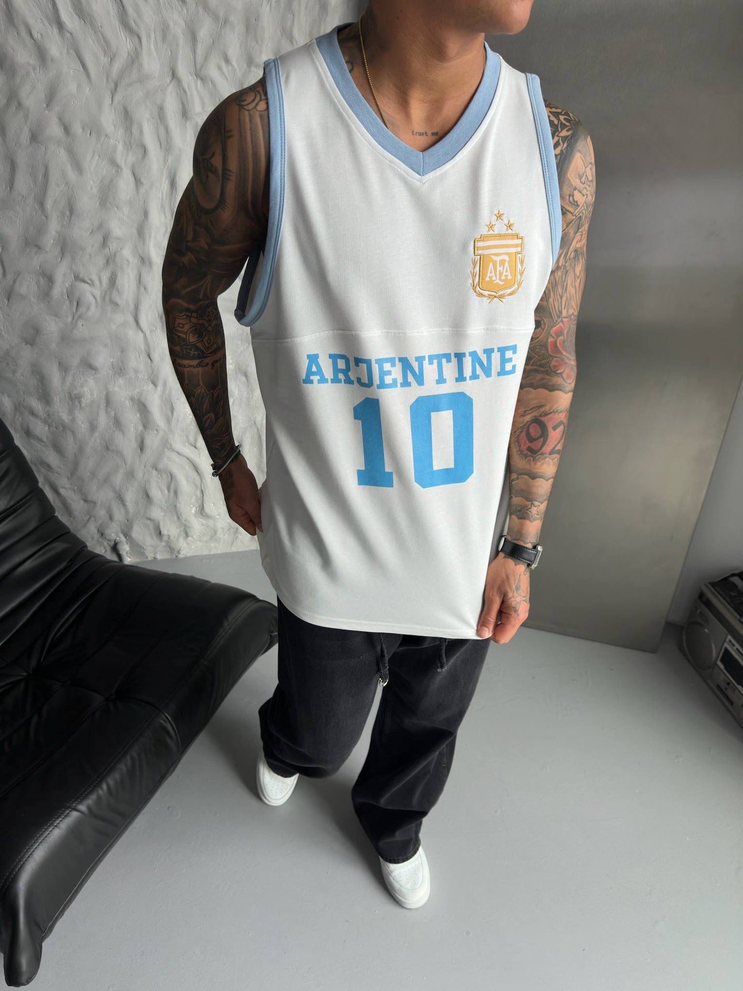 Argentina Retro Football Sleeveless Jersey