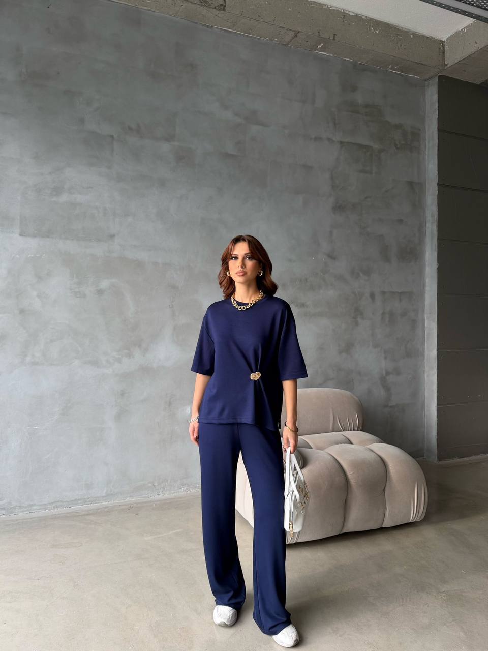 Women’s Two-Piece Set (Loose Top & Wide-Leg Pants)