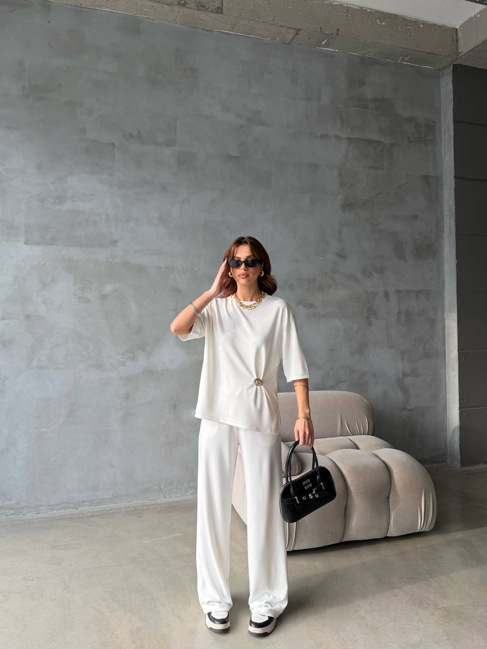 Women’s Two-Piece Set (Loose Top & Wide-Leg Pants)