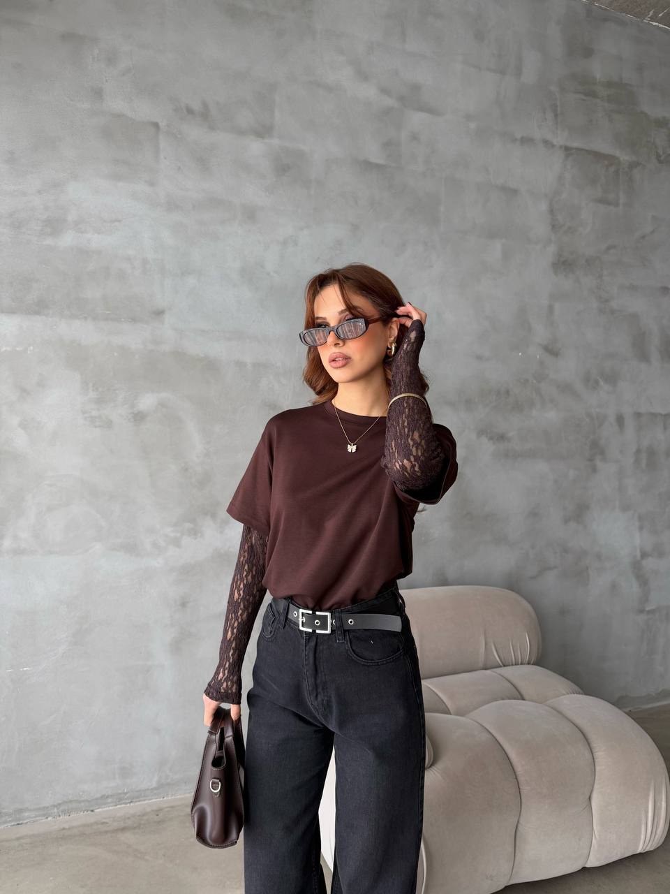 Layered Style Lace Sleeve Top