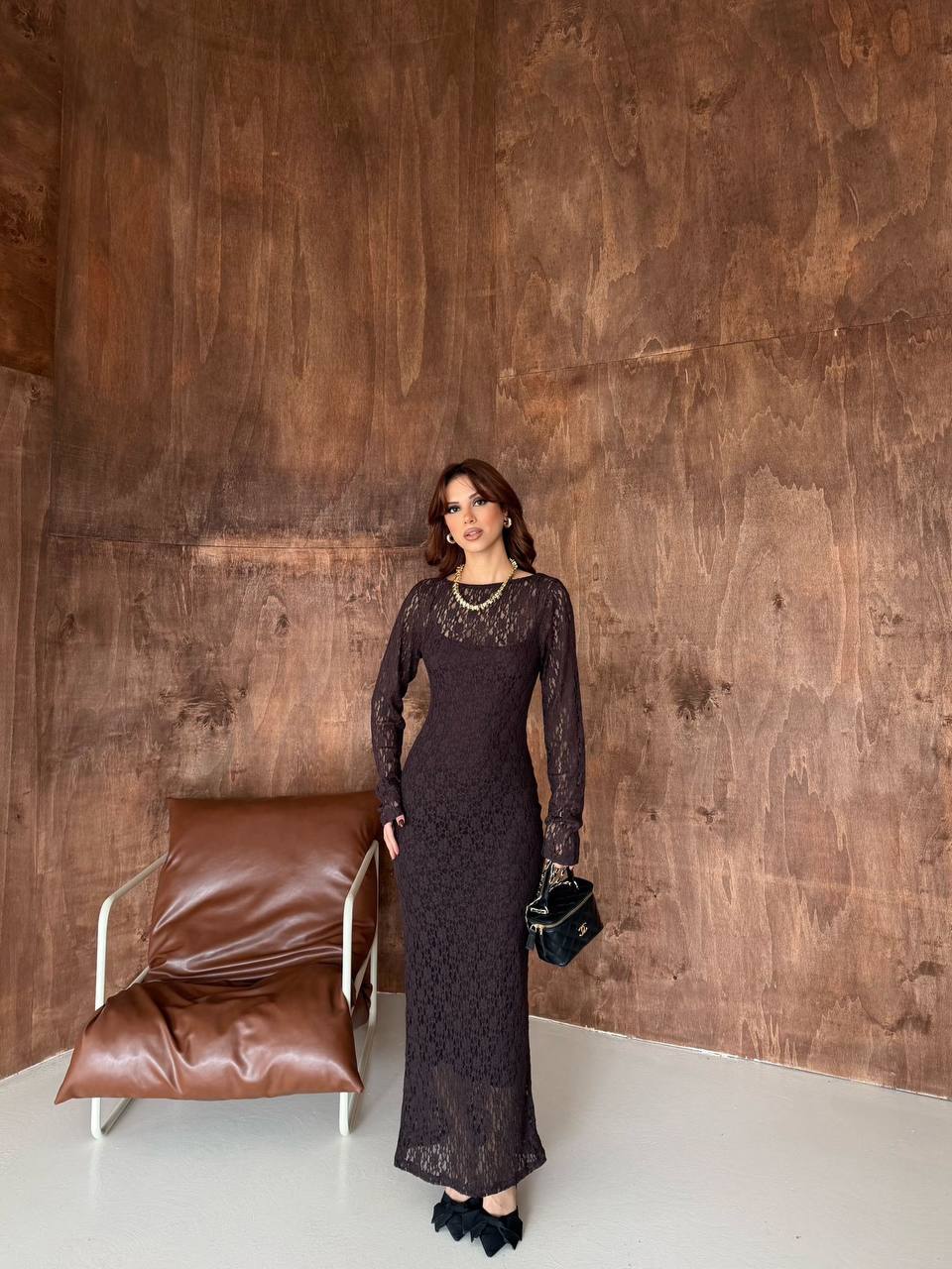Women’s Long Sleeve Lace Midi Dress