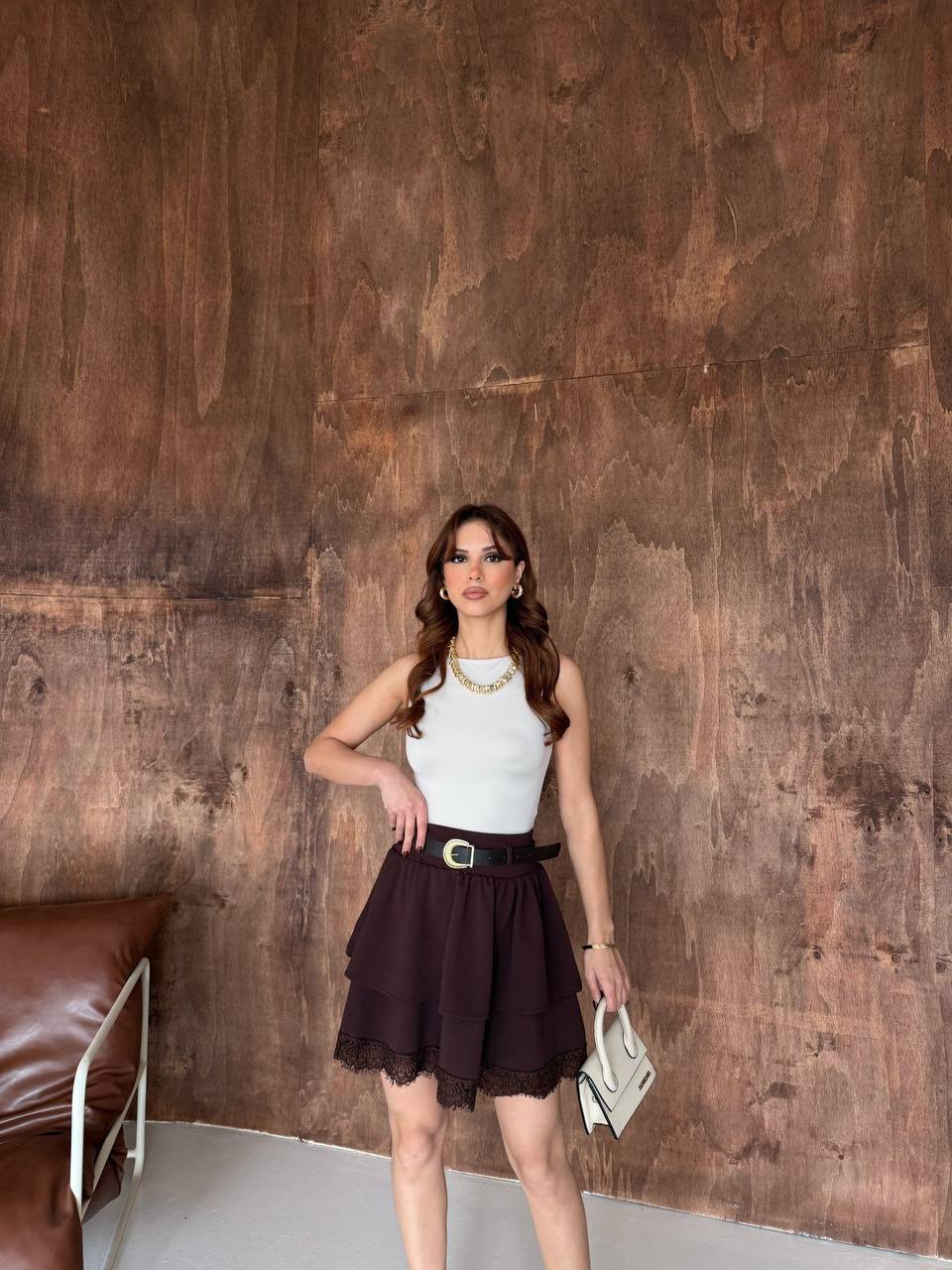 Feminine Layered Lace Trim Mini Skirt