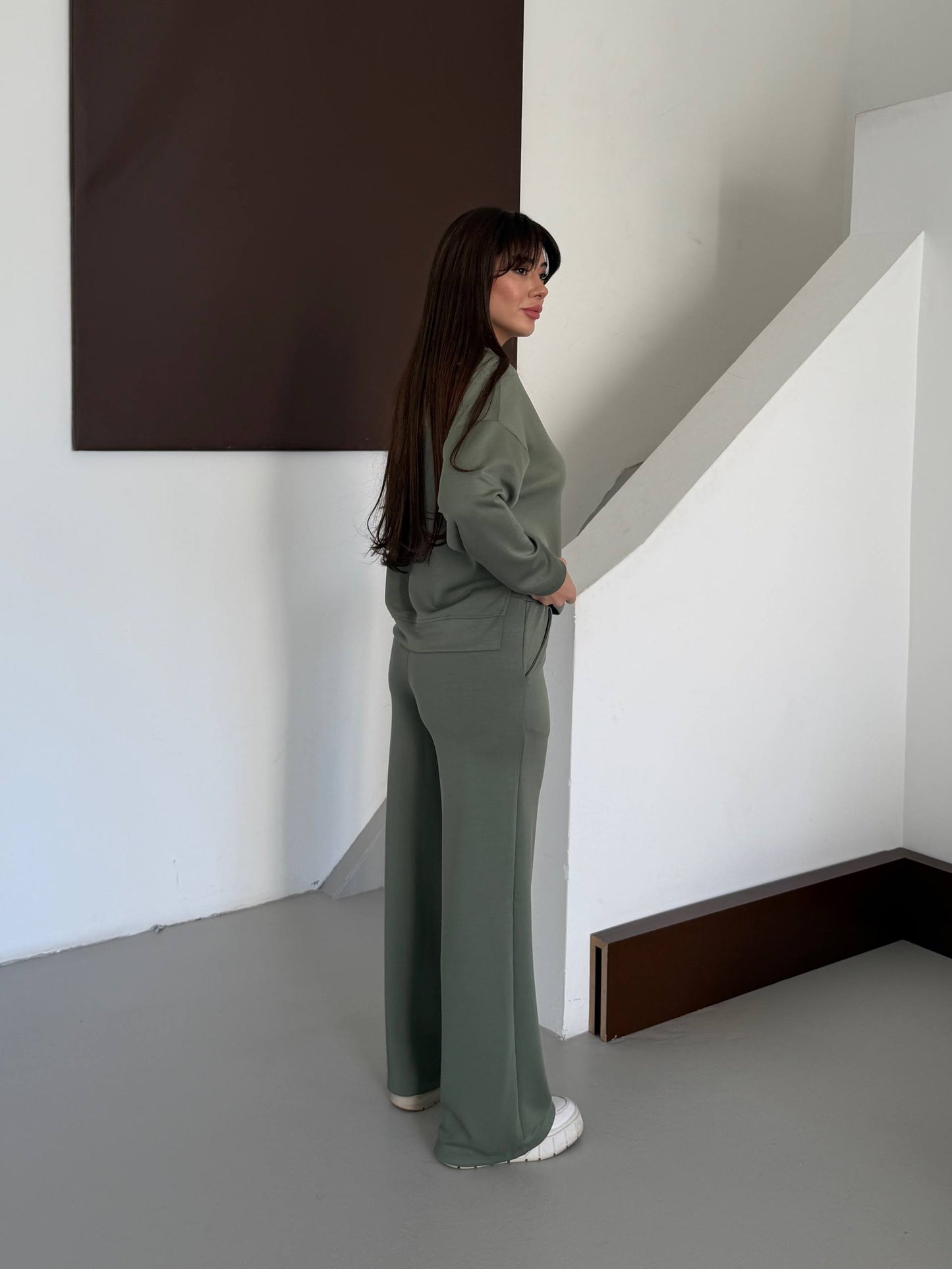 Women’s Half Zip Sweatshirt & Wide Leg Pants Set