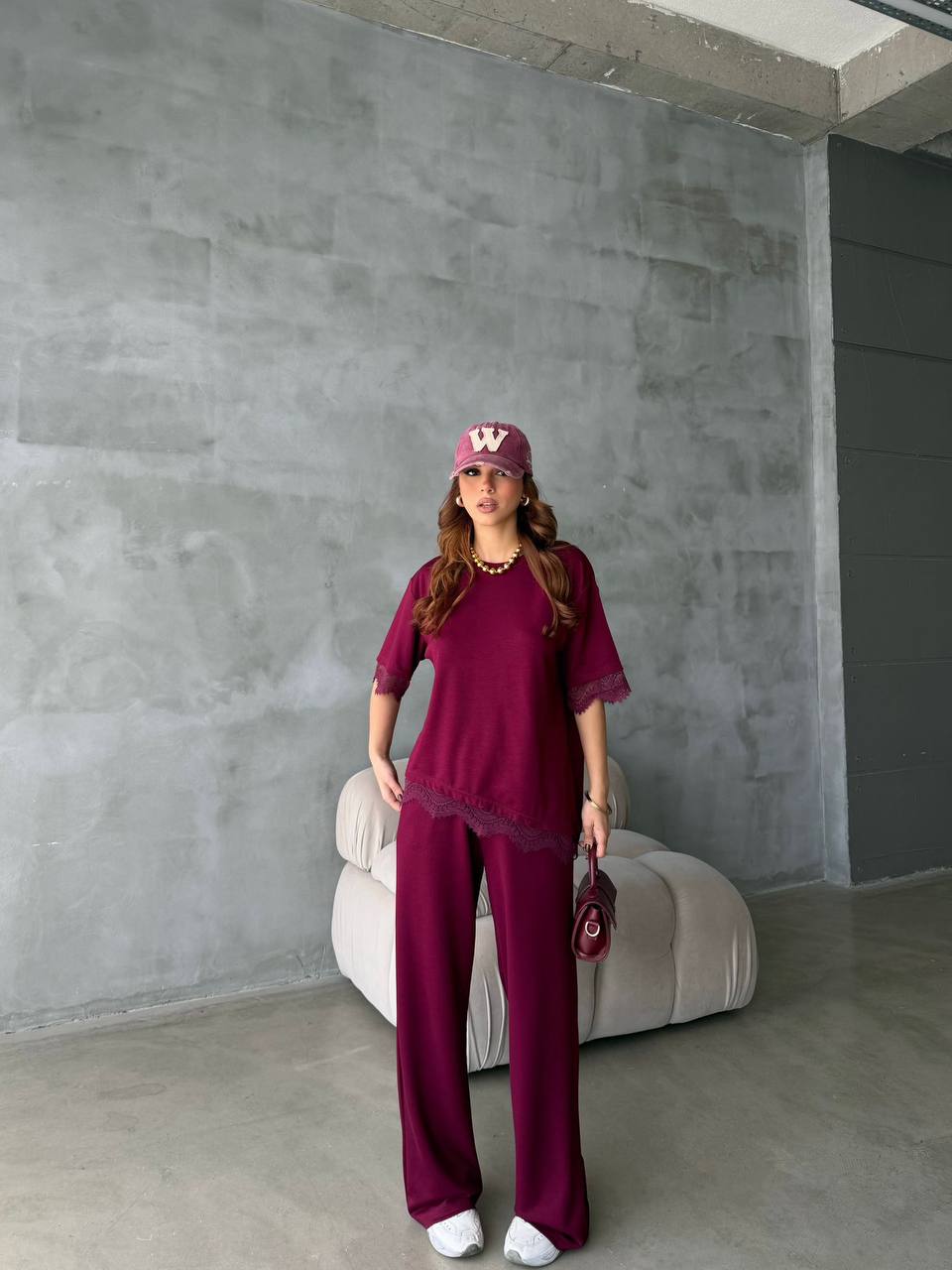 Feminine Lace Detail Two-Piece Set