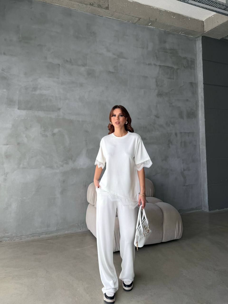 Feminine Lace Detail Two-Piece Set