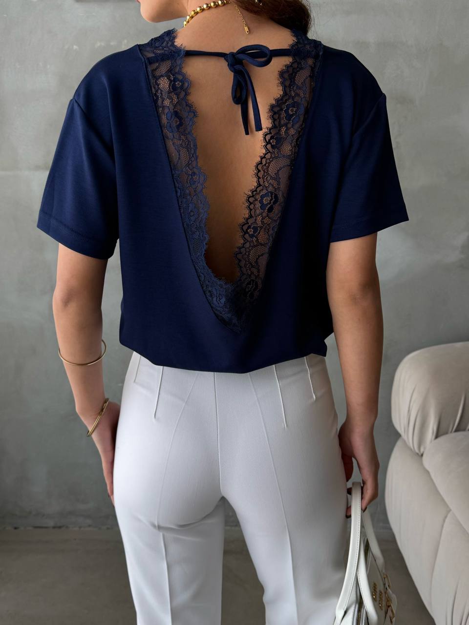 Open Back Lace Detail Top