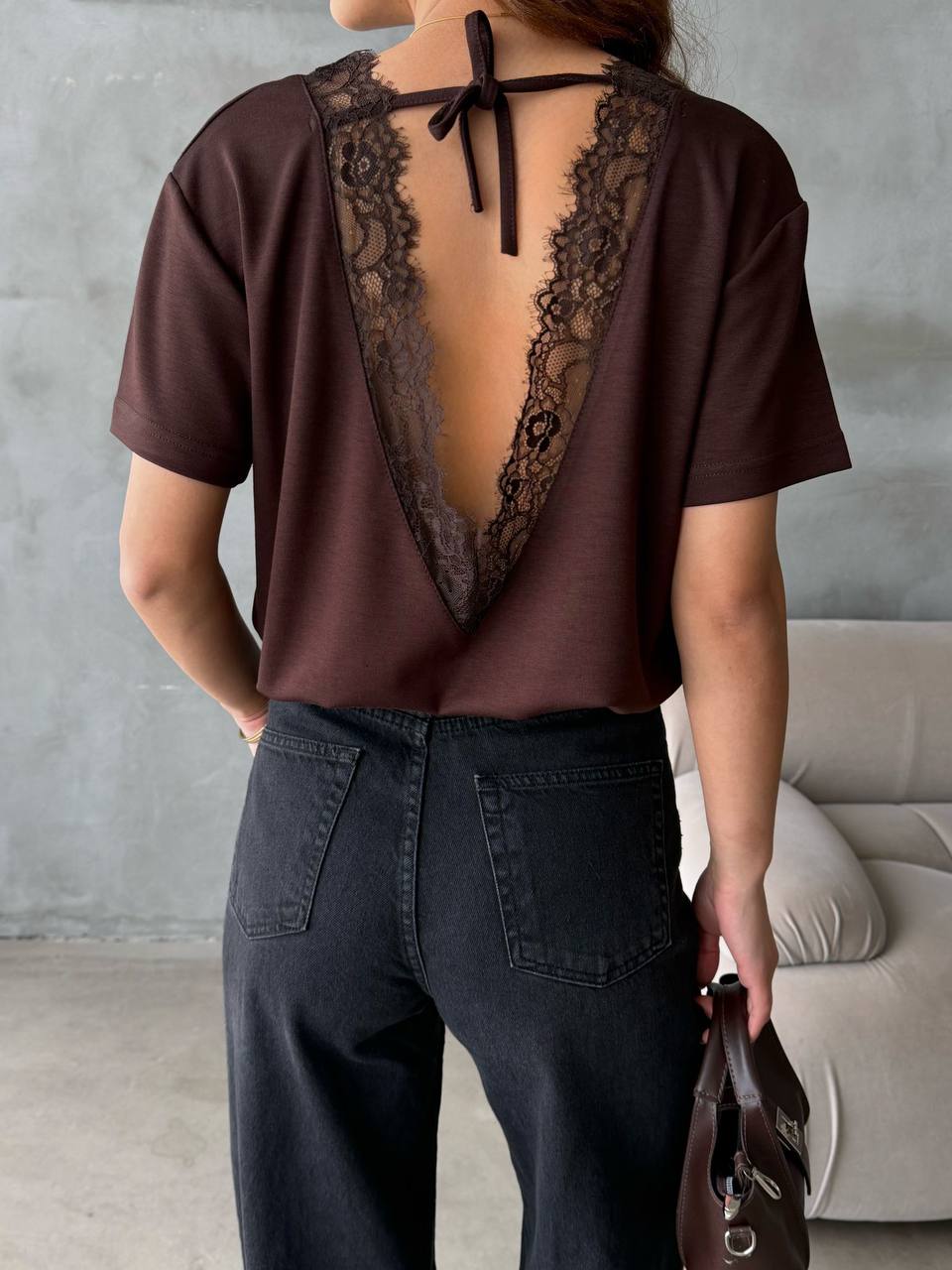 Open Back Lace Detail Top