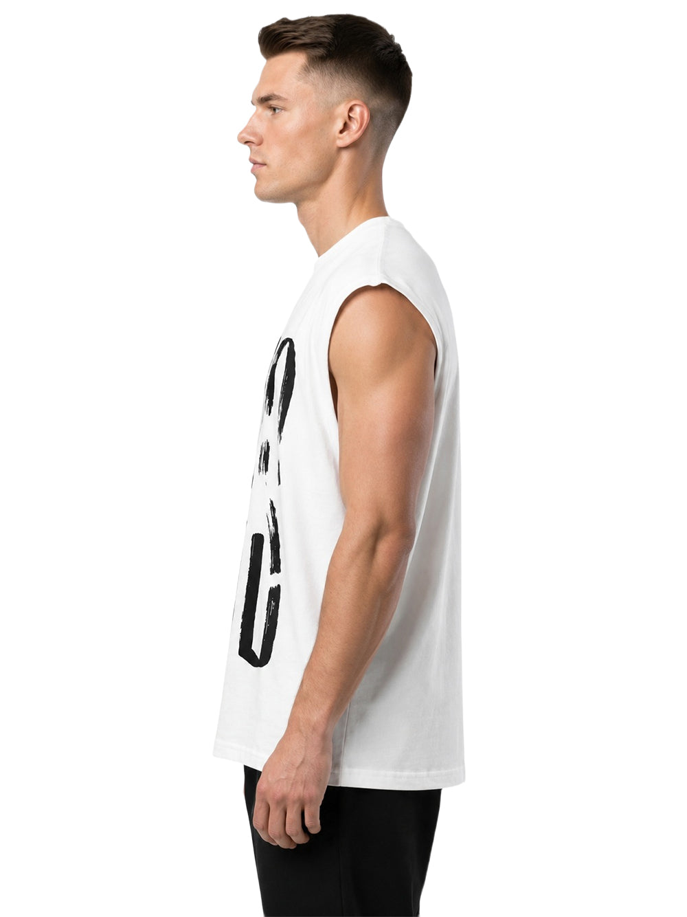 "YES" Brush Graphic Oversize Muscle Tee