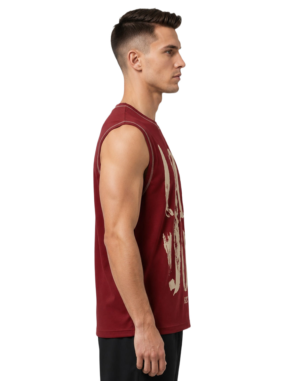 "YES" Brush Graphic Oversize Muscle Tee