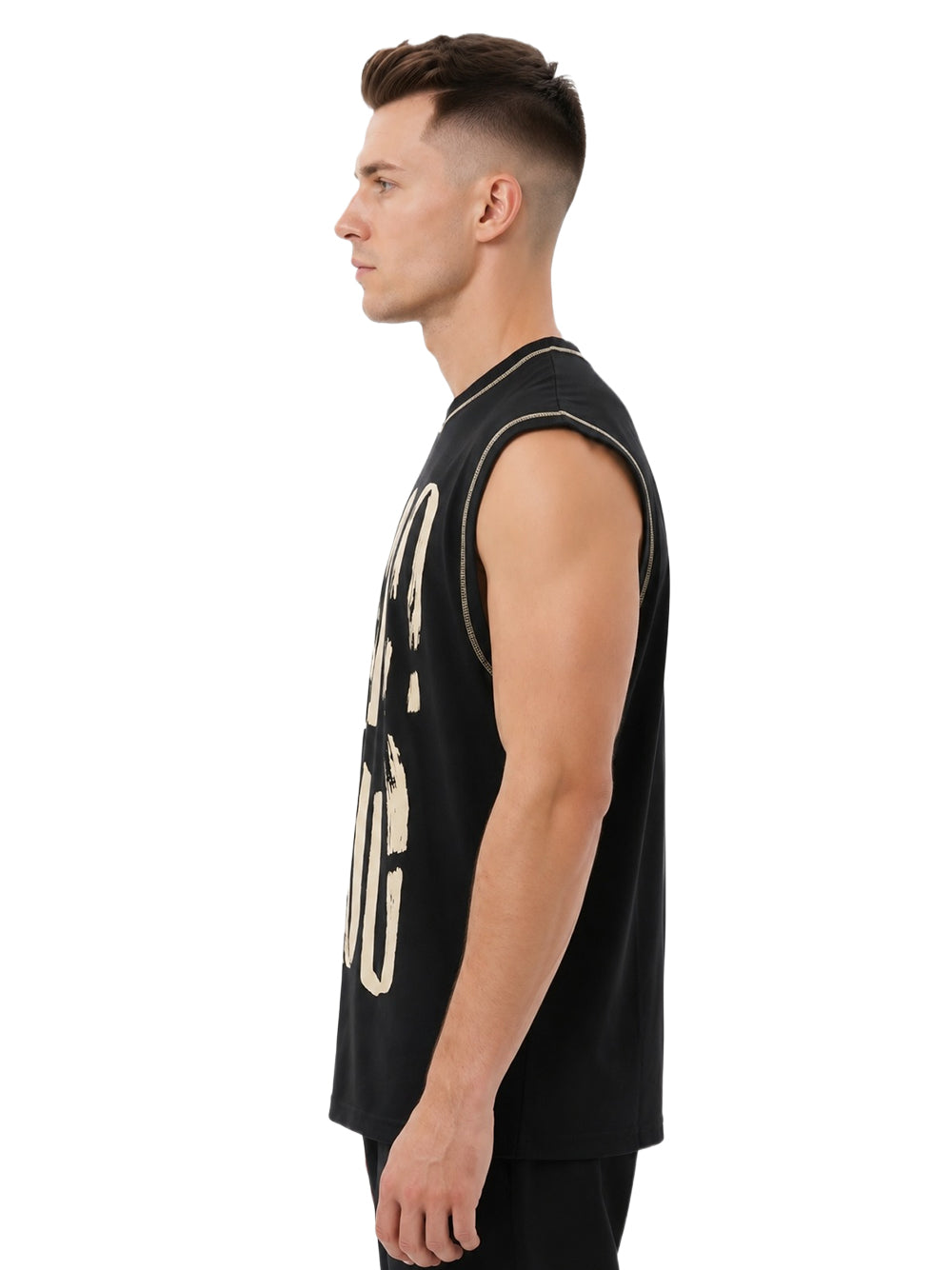 "YES" Brush Graphic Oversize Muscle Tee