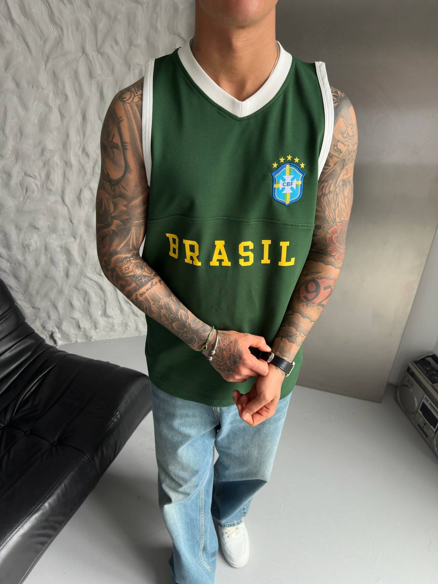 Brazil Retro Football Sleeveless Jersey