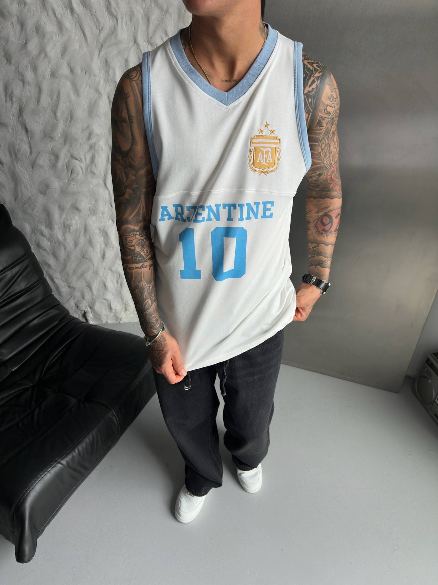 Argentina Retro Football Sleeveless Jersey